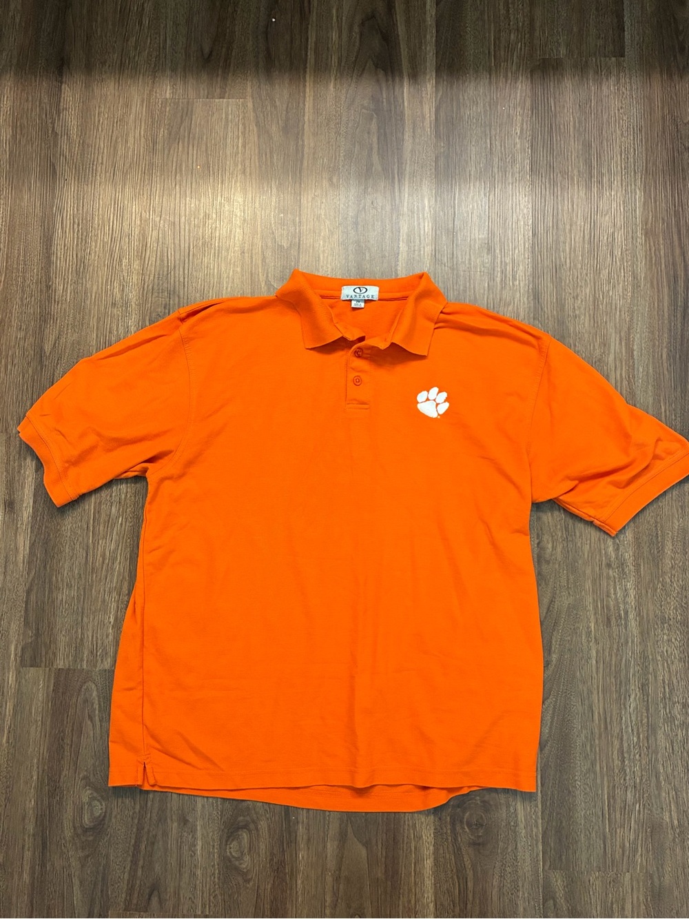 Clemson Tigers Vantage Men’s Orange Polo Shirt Short Sleeve Logo Size 2XL